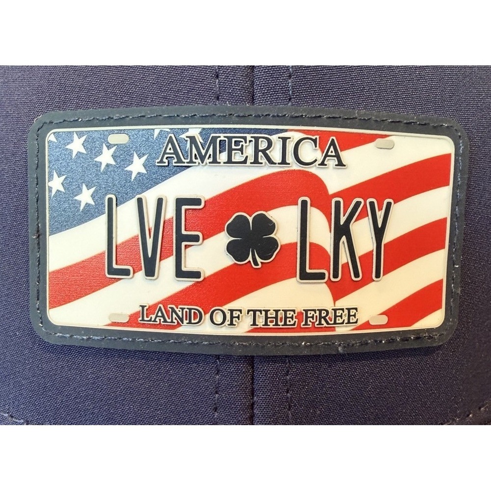 Black Clover Live Lucky USA America Perforated Navy Fitted S/M Golf Hat Cap